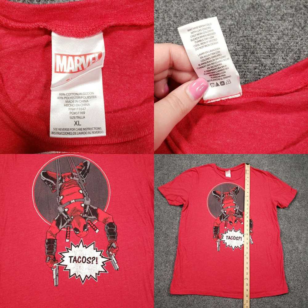 Vintage Marvel T-Shirt Mens XL Red Deadpool Tacos… - image 4