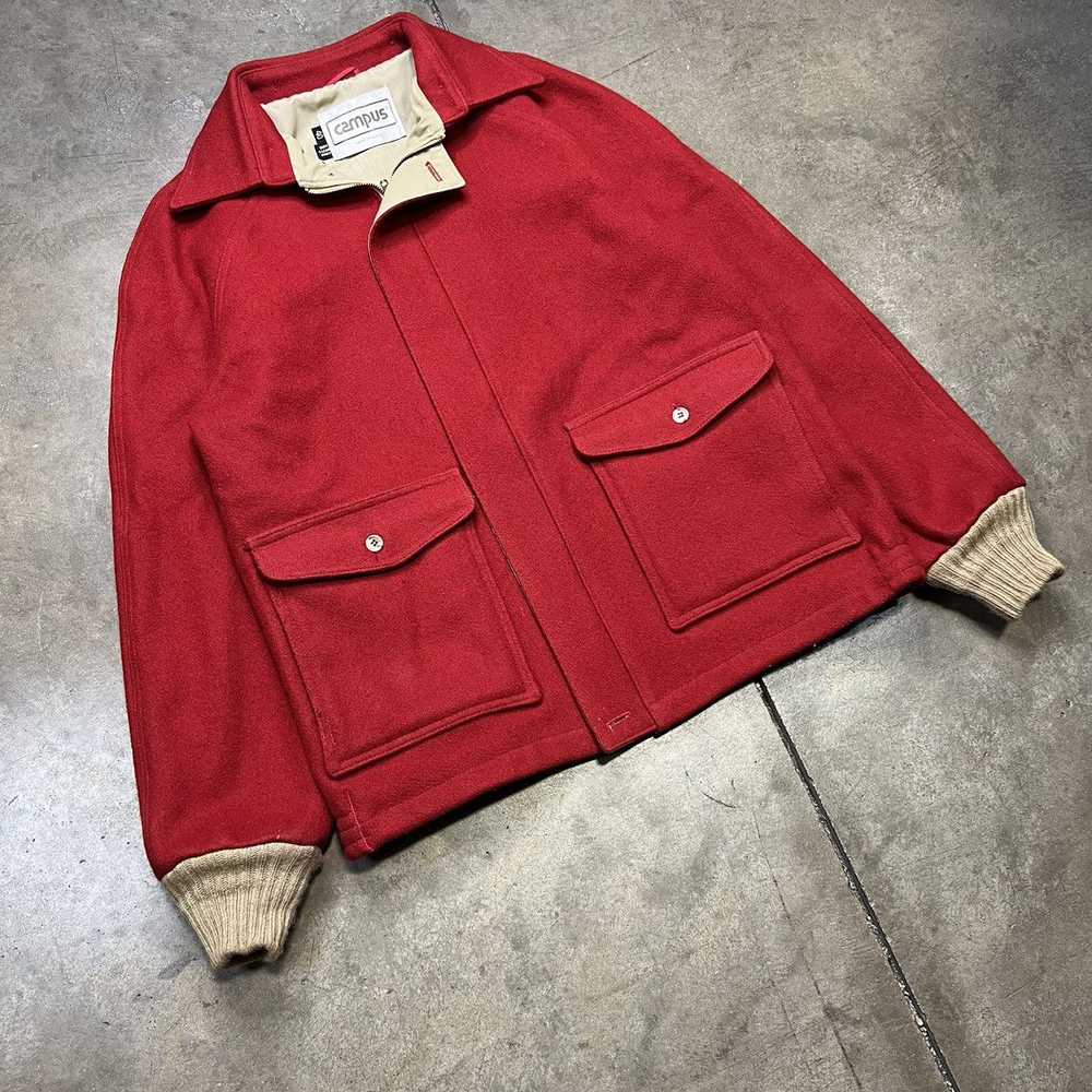 Made In Usa × Vintage Vintage 70s Campus Wool Zip… - image 2