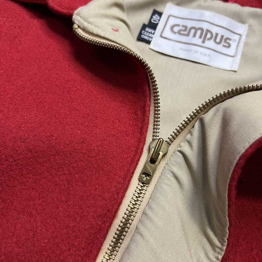 Made In Usa × Vintage Vintage 70s Campus Wool Zip… - image 5