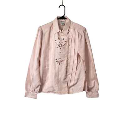 Vintage Nicola Womens Pink Embroidered Lace Cutou… - image 1