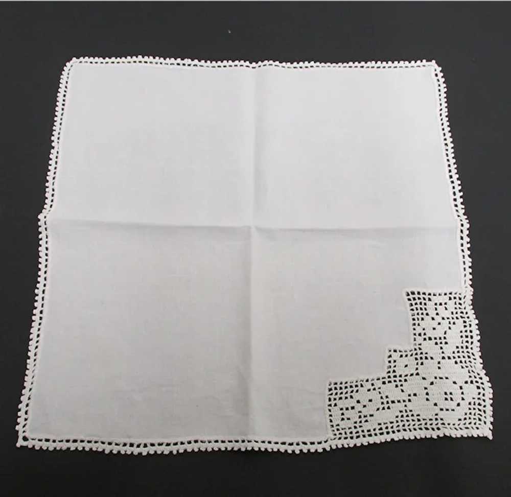 Wedding Hanky Off White Linen Hankie - image 4