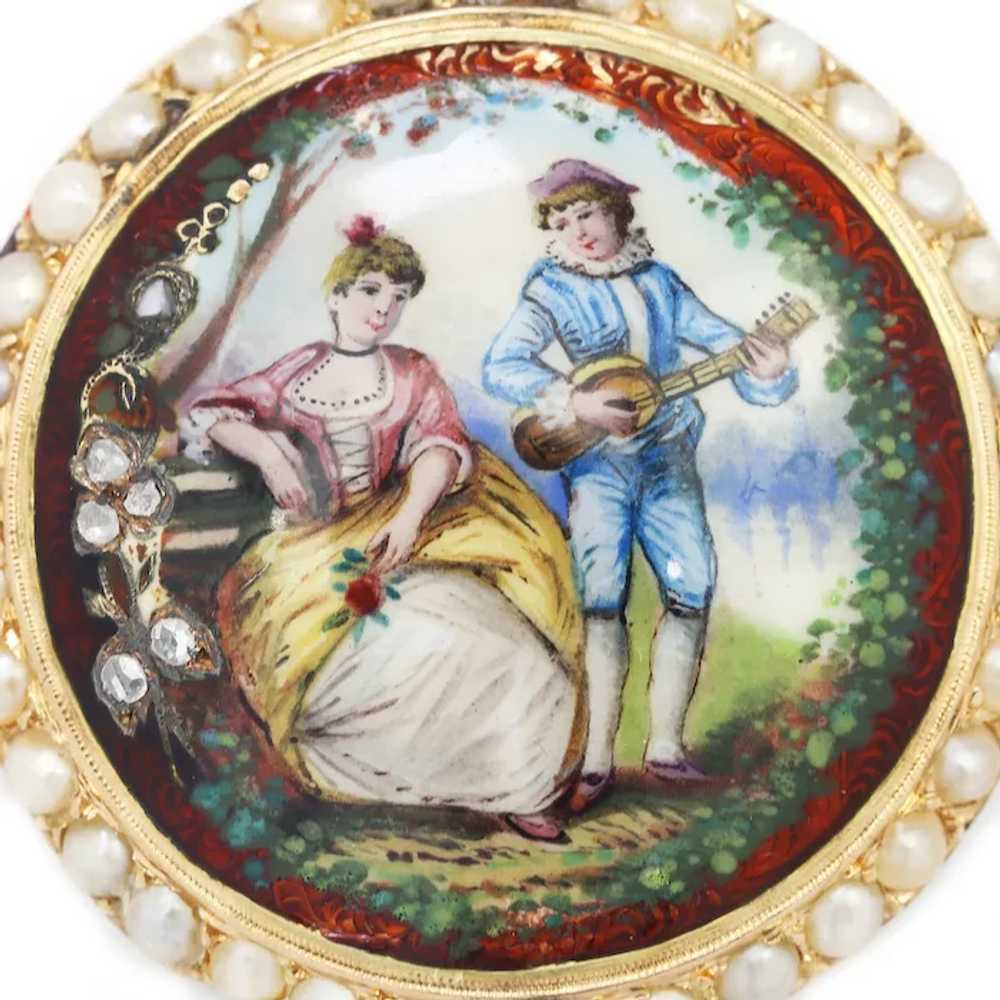 Antique Limoges French Lover Portrait with Pearls… - image 4