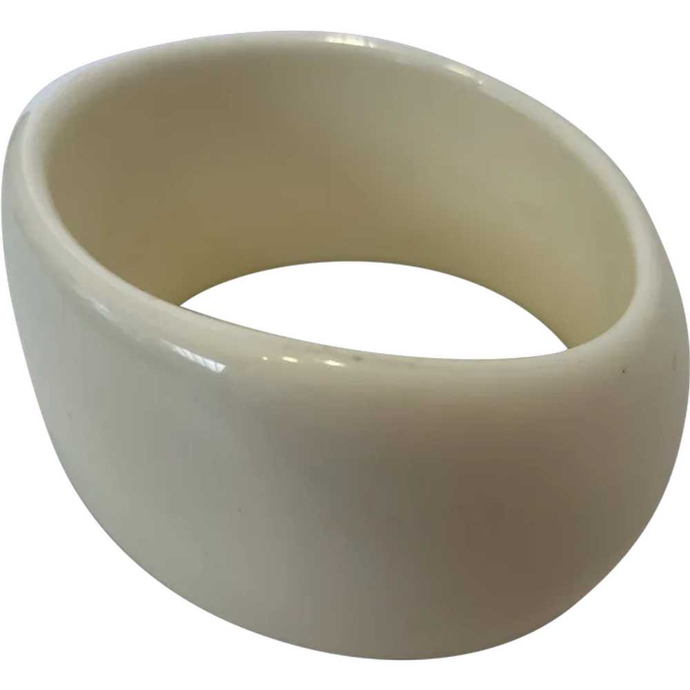 Ivory Lucite Asymmetrical Bangle Bracelet - image 1