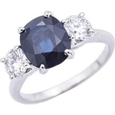 Vintage Platinum 2.71ct Sapphire & 0.96tcw Diamon… - image 1