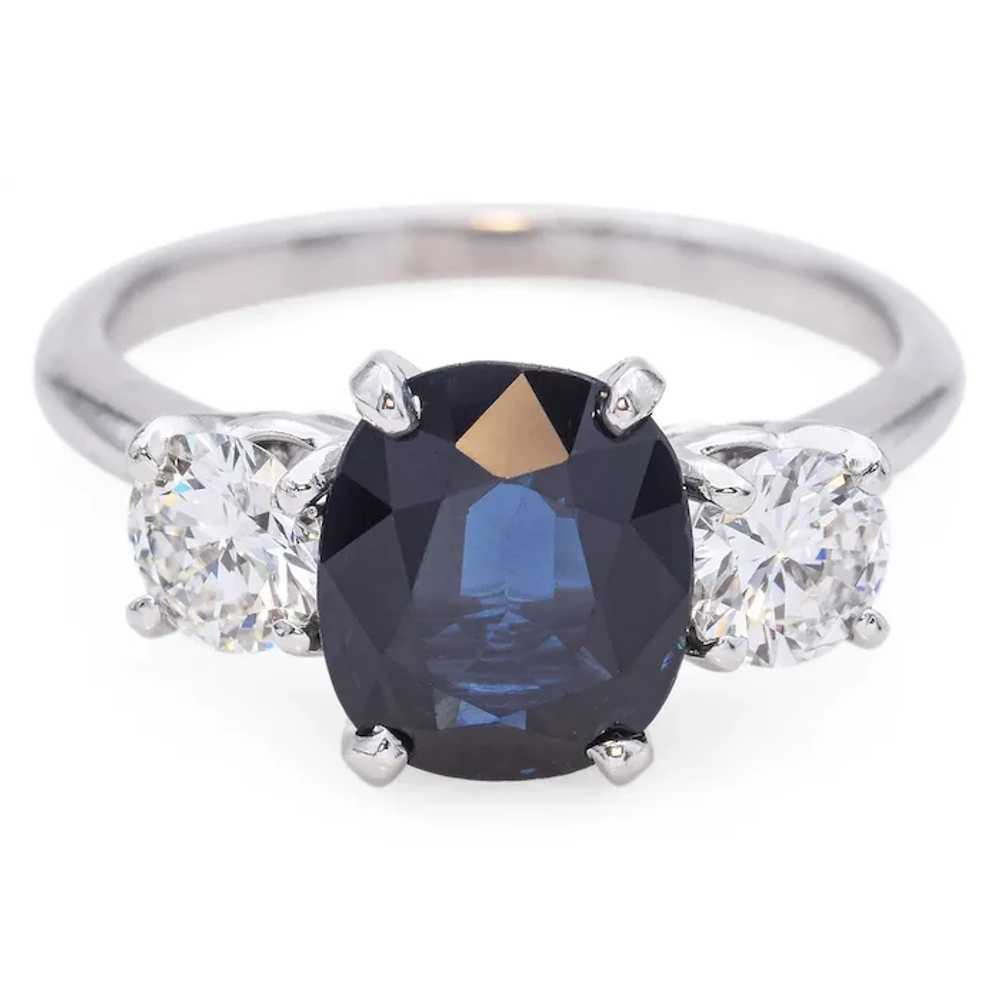 Vintage Platinum 2.71ct Sapphire & 0.96tcw Diamon… - image 2