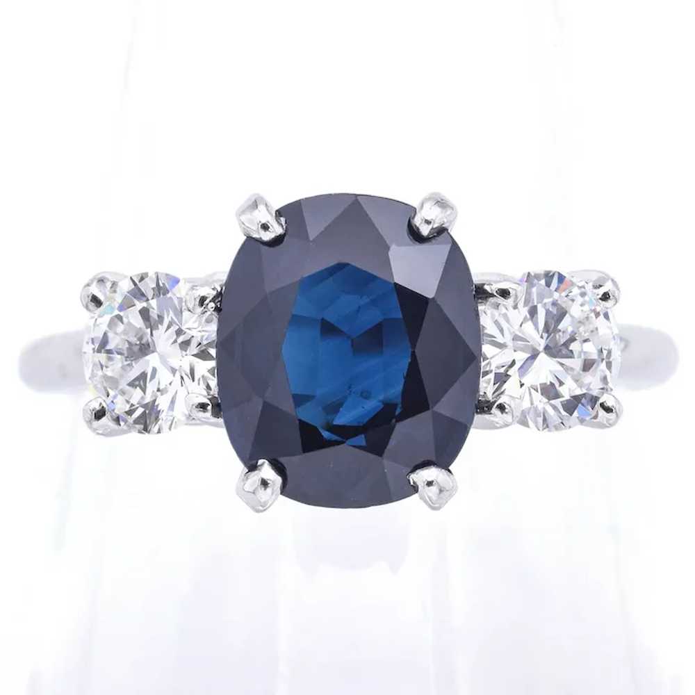 Vintage Platinum 2.71ct Sapphire & 0.96tcw Diamon… - image 3