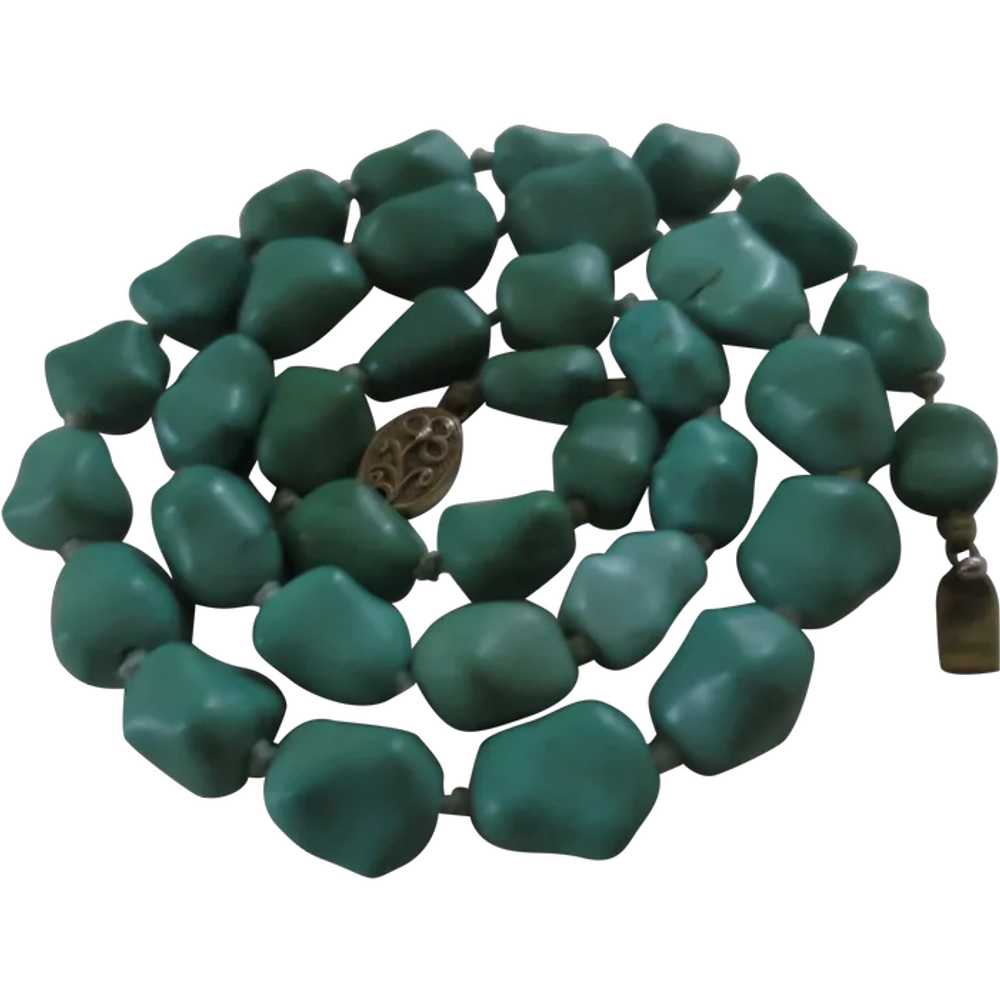 Vintage Chunky Turquoise Nuggets Necklace - image 1