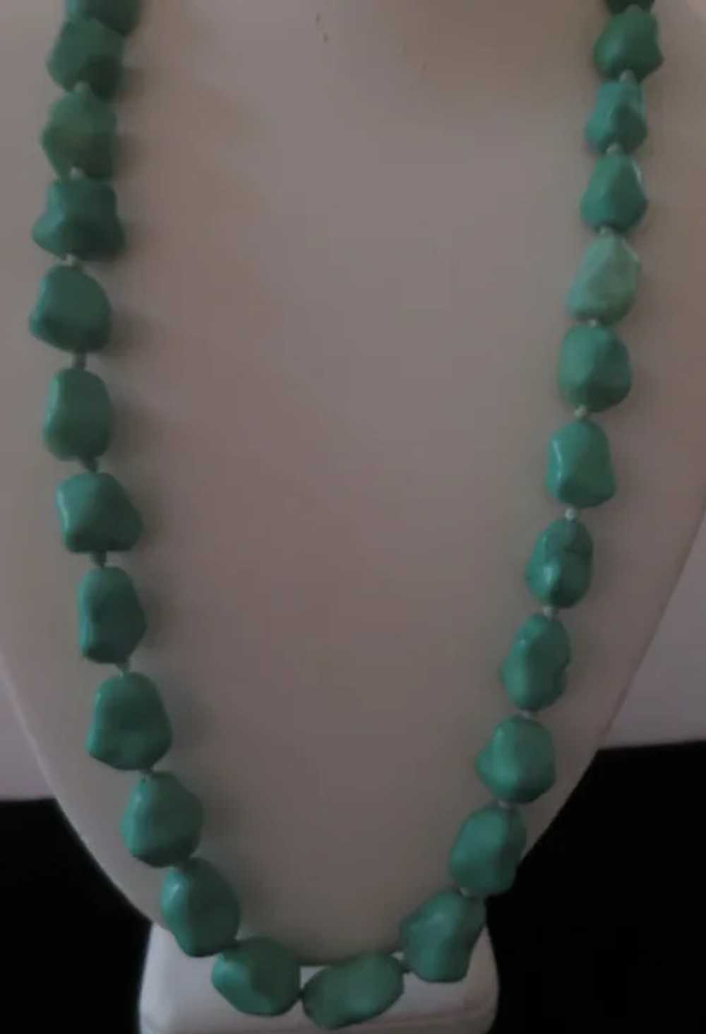 Vintage Chunky Turquoise Nuggets Necklace - image 2