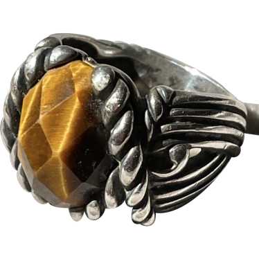 Faceted Tiger's Eye Sterling Ring - image 1