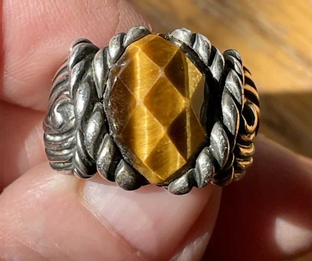 Faceted Tiger's Eye Sterling Ring - image 2