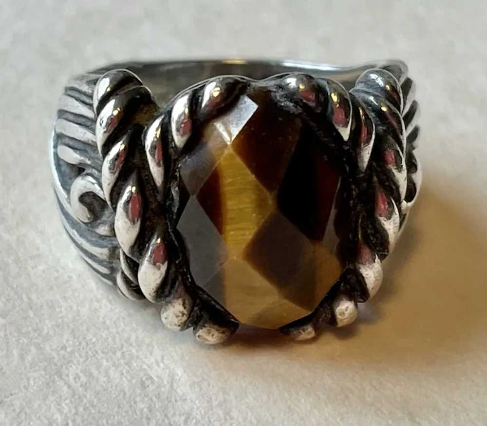 Faceted Tiger's Eye Sterling Ring - image 3