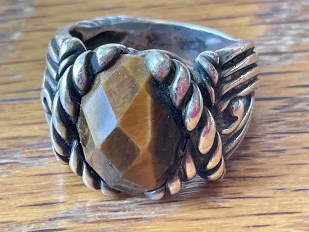 Faceted Tiger's Eye Sterling Ring - image 4