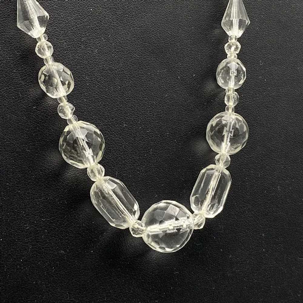 Vintage Graduated Clear Glass Crystal Faceted Bea… - image 2