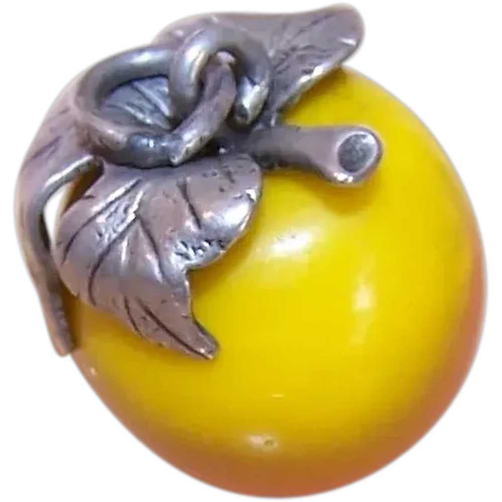 Sterling Silver Ceramic Charm - Georgia Peach or … - image 1