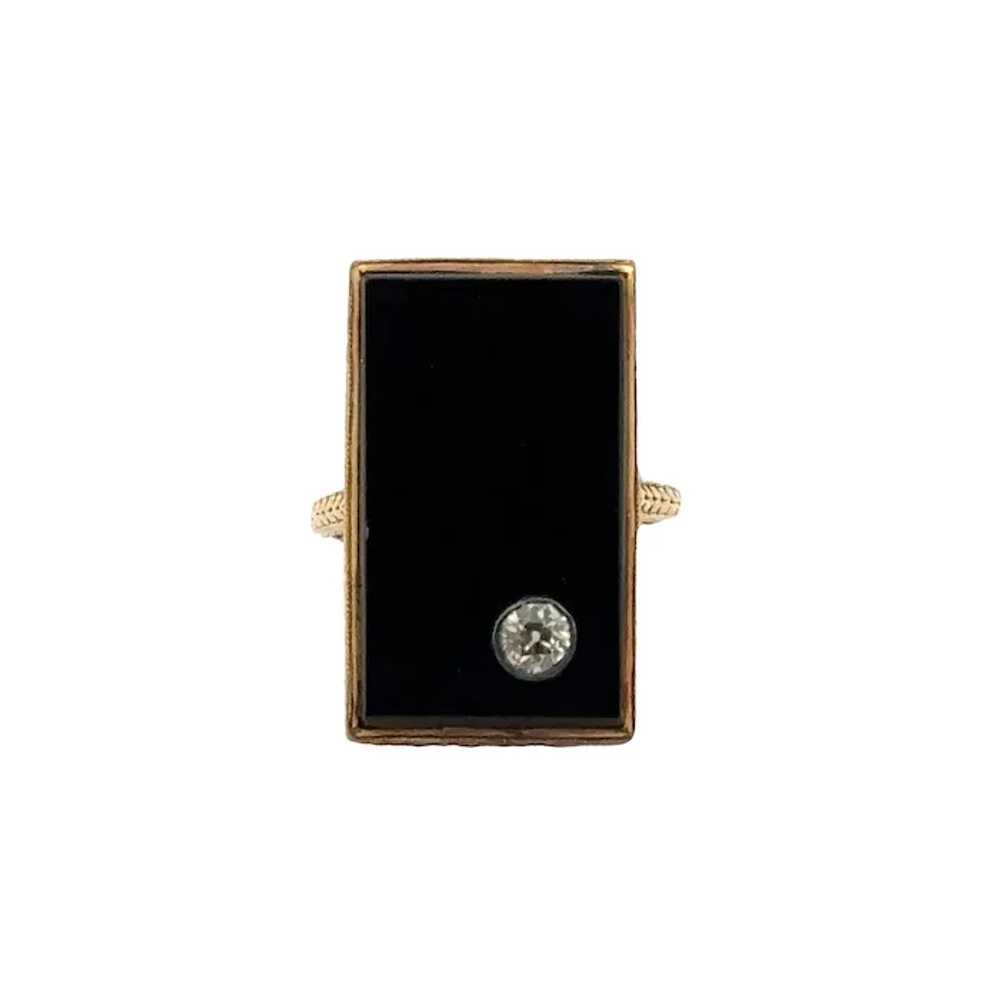 Art Deco Diamond Onyx 14 Karat Yellow Gold Rectan… - image 6