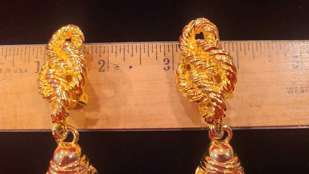 Unbranded Gold Tone Tassel Clip On Earrings - image 8