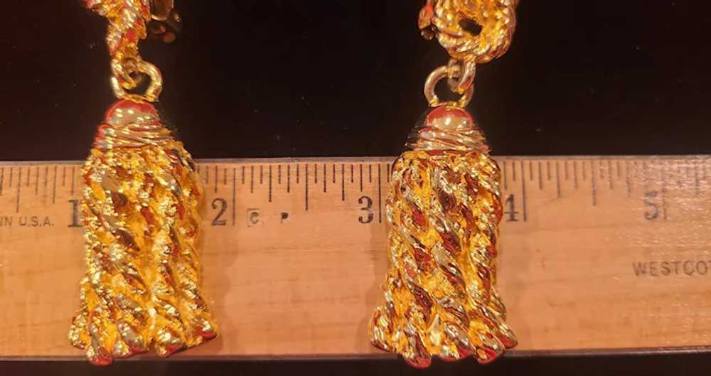 Unbranded Gold Tone Tassel Clip On Earrings - image 9