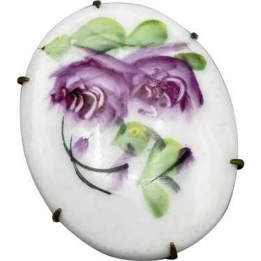 Late Victorian Hand Painted Porcelain Rose or Peo… - image 1