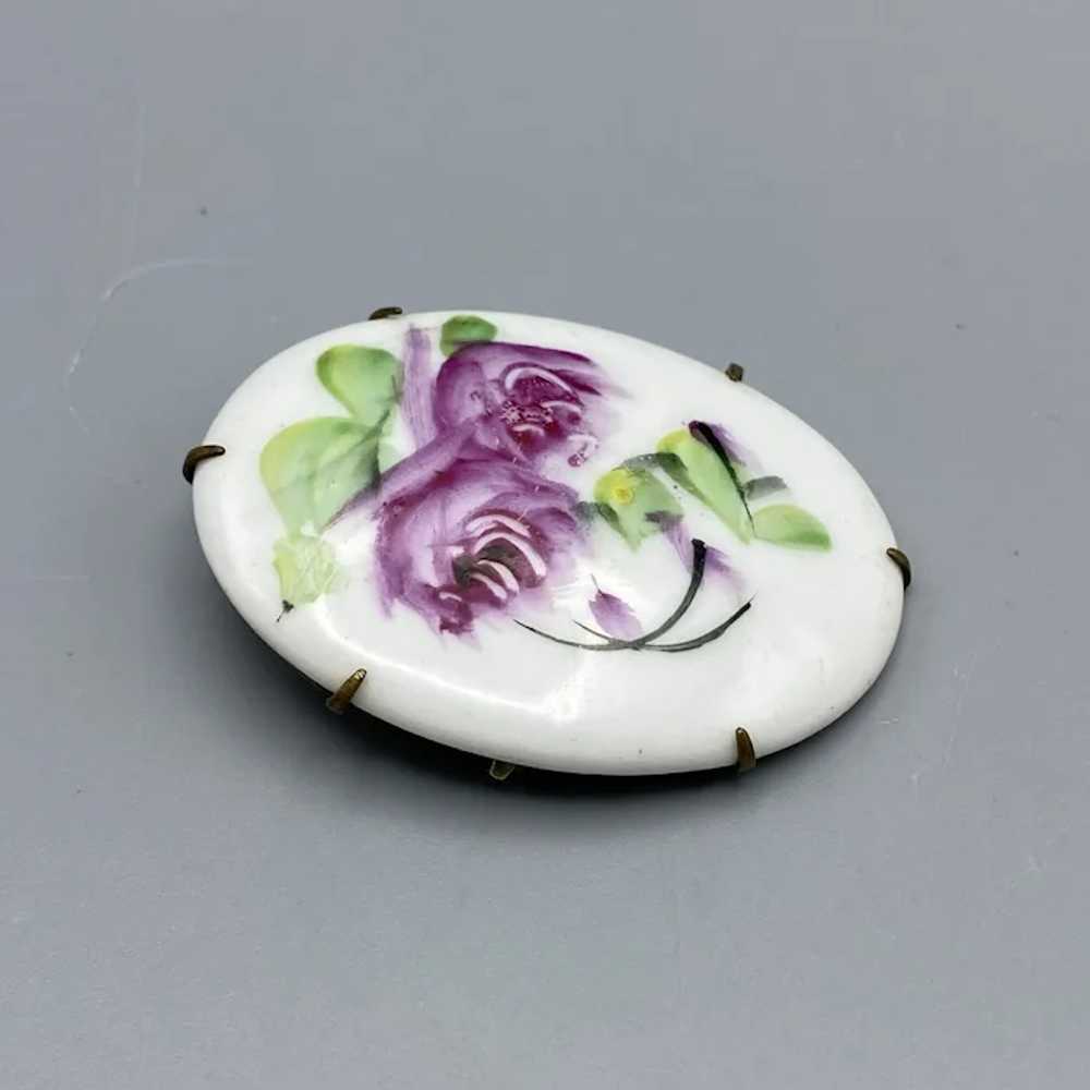 Late Victorian Hand Painted Porcelain Rose or Peo… - image 2