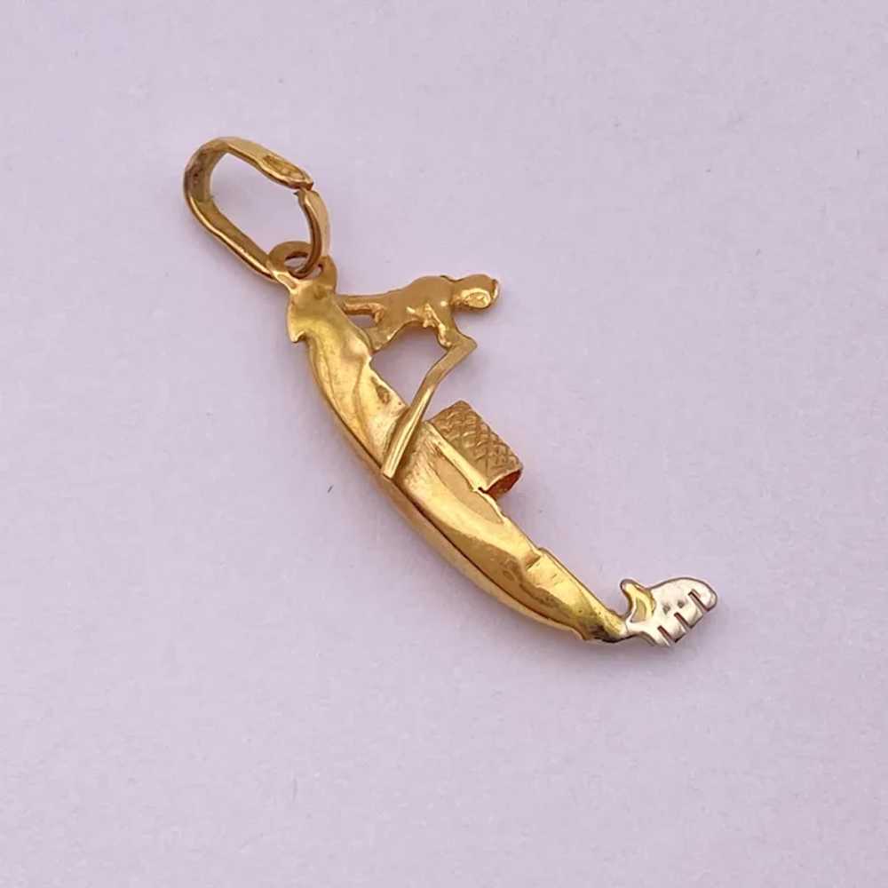 Venice Italy Gondola Charm 18K gold Reversible Th… - image 2