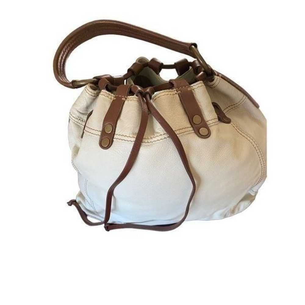 Lucky Brand ivory and brown leather drawstring ho… - image 2