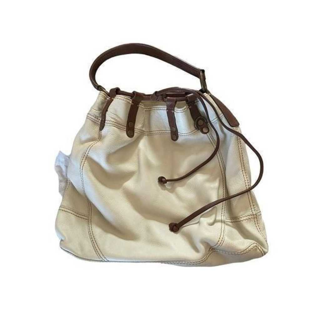 Lucky Brand ivory and brown leather drawstring ho… - image 4