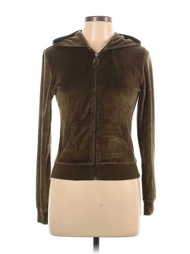 Max Studio Women Green Zip Up Hoodie L