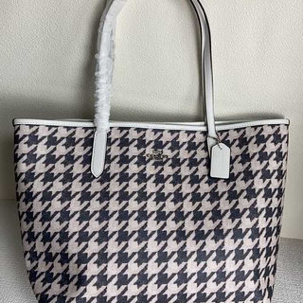COACH City Tote Bag With Houndstooth Print - image 1