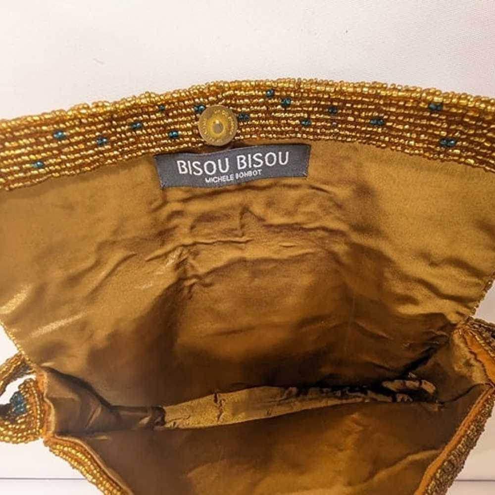 bisou vintage used baguette bag beaded gold shoul… - image 8
