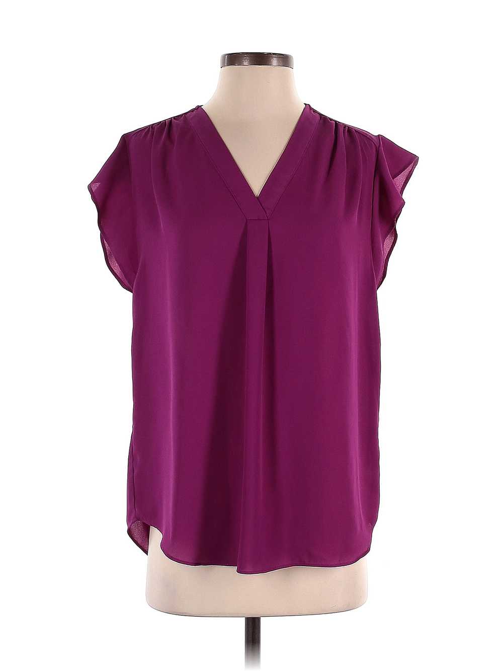 Cynthia Steffe Women Purple Short Sleeve Blouse S - image 1