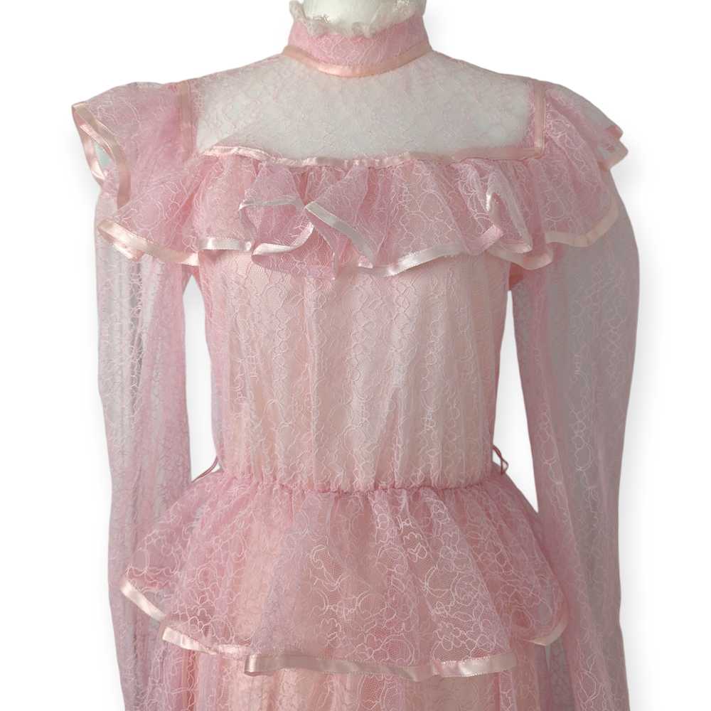 Vintage 80's NIGHT MOVES Prom Gown 7/8 Light Pink… - image 1
