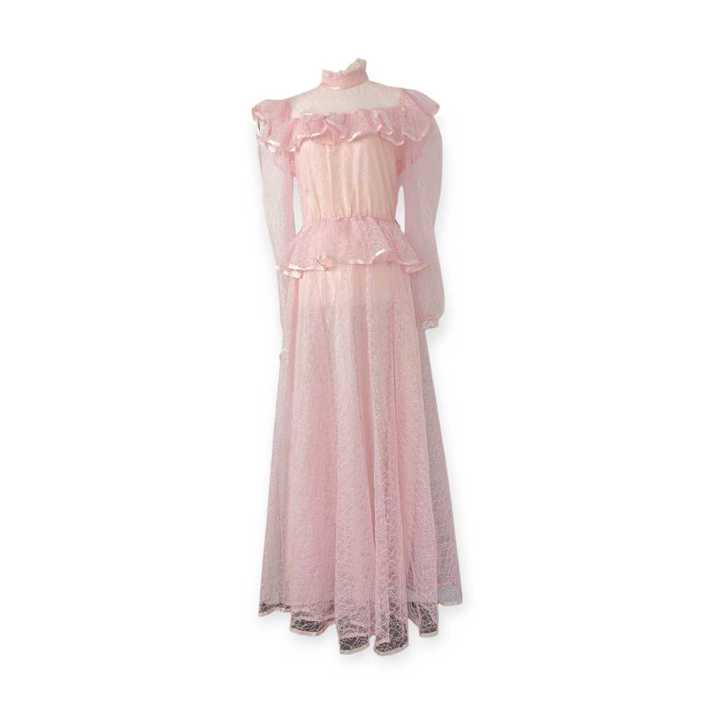 Vintage 80's NIGHT MOVES Prom Gown 7/8 Light Pink… - image 2