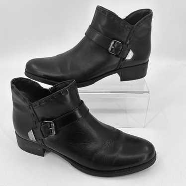Bussola Siena Nevada Black Leather Ankle Boots Wom