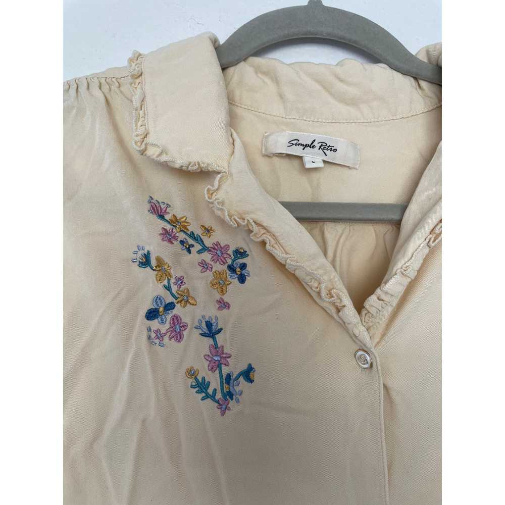 Simple Retro Size L Pale Yellow Embroidered Women… - image 3