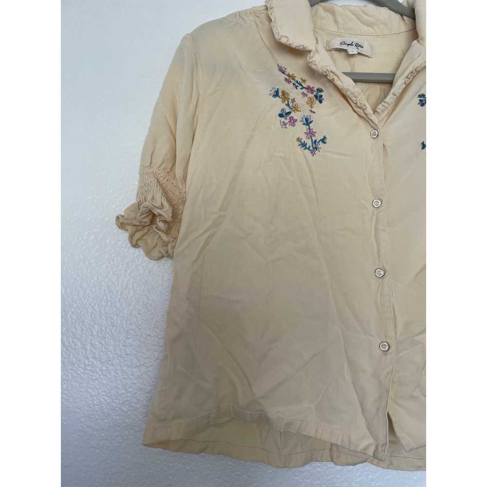 Simple Retro Size L Pale Yellow Embroidered Women… - image 5