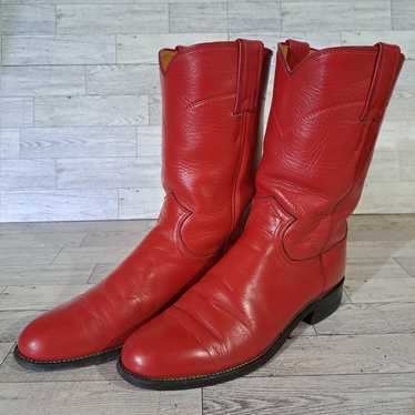 Women's Vintage Justin Roper Western Red Leather … - image 1