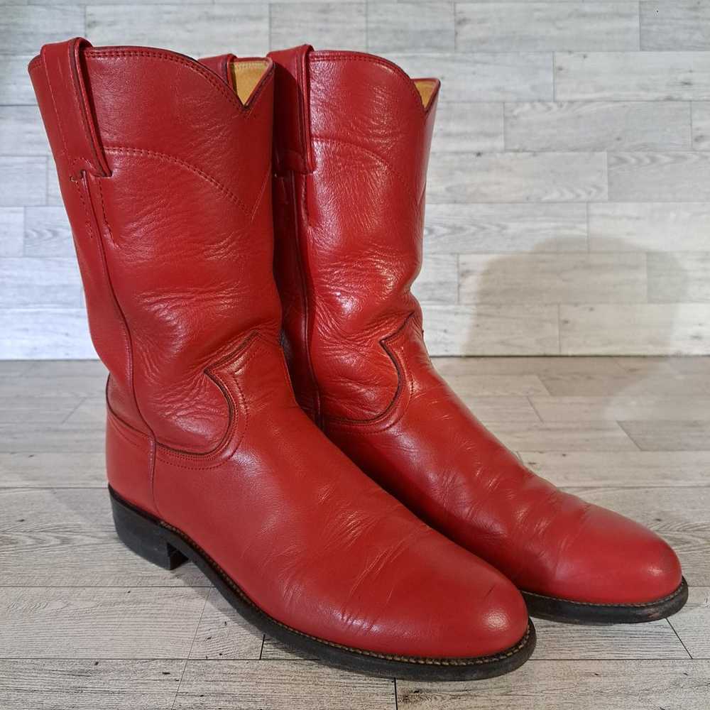 Women's Vintage Justin Roper Western Red Leather … - image 2