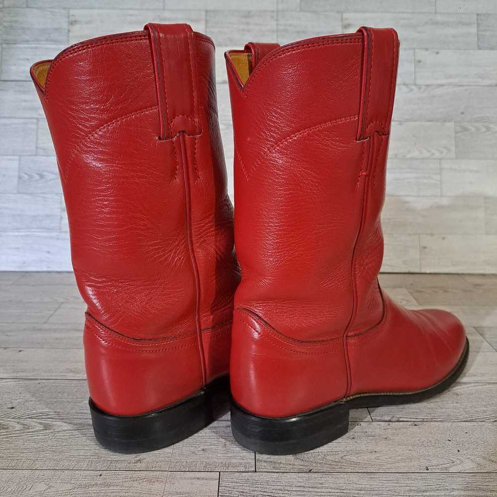 Women's Vintage Justin Roper Western Red Leather … - image 4