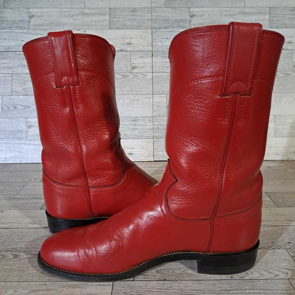 Women's Vintage Justin Roper Western Red Leather … - image 5