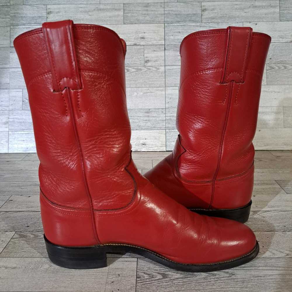 Women's Vintage Justin Roper Western Red Leather … - image 6