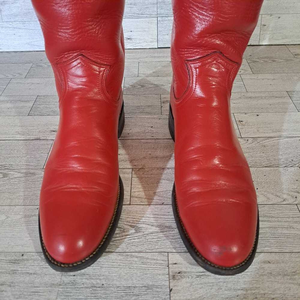 Women's Vintage Justin Roper Western Red Leather … - image 7