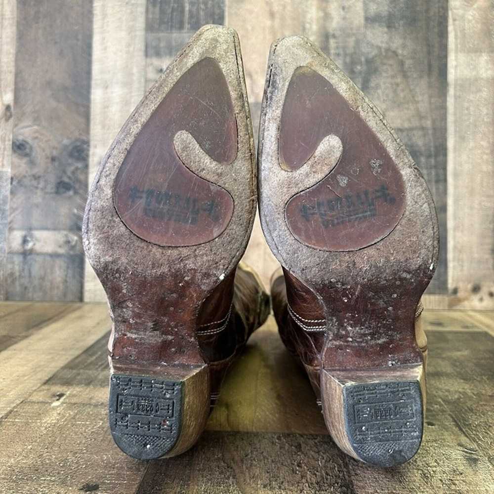 Corral Vintage C1933 Brown Leather Inlay Snip Toe… - image 2