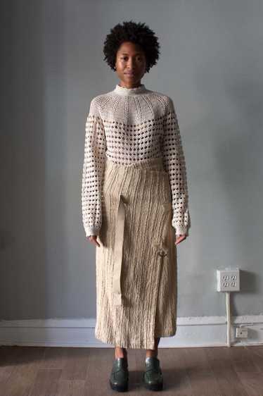Issey Miyake Brown Textured Cotton Wrap Skirt
