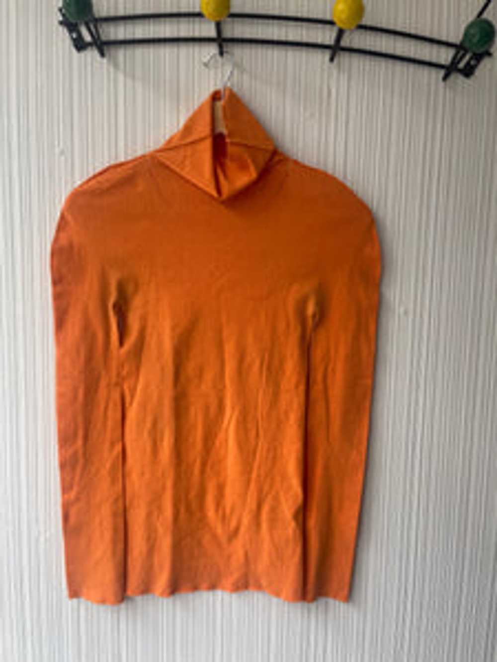 Issey Miyake APOC orange woven net turtle neck top - image 1