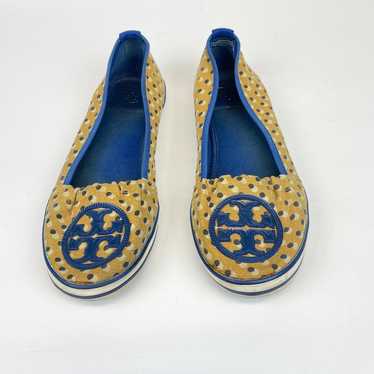 Tory Burch Signature Logo Blue Yellow Polka Dots … - image 1