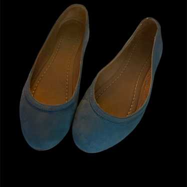 Frye  Carson Sea Blue Suede Leather Ballet Flats … - image 1