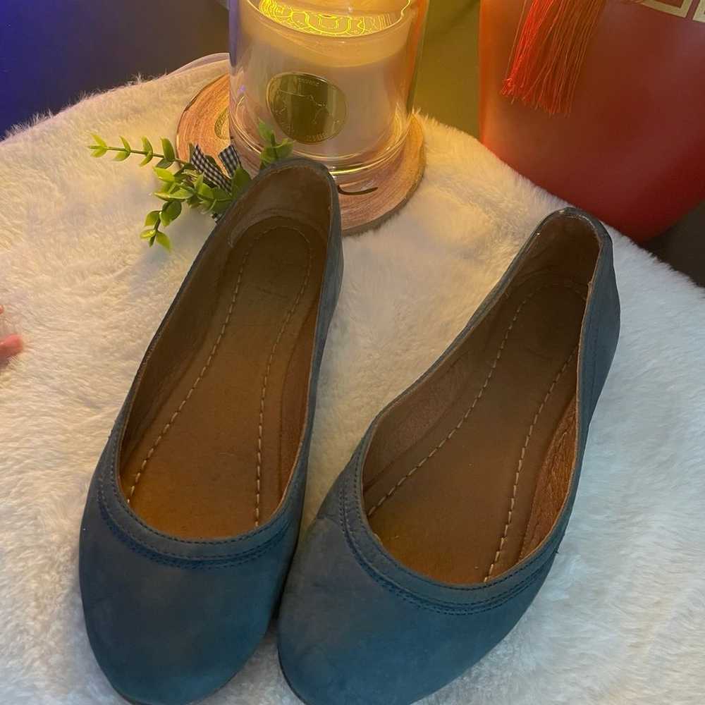 Frye  Carson Sea Blue Suede Leather Ballet Flats … - image 2