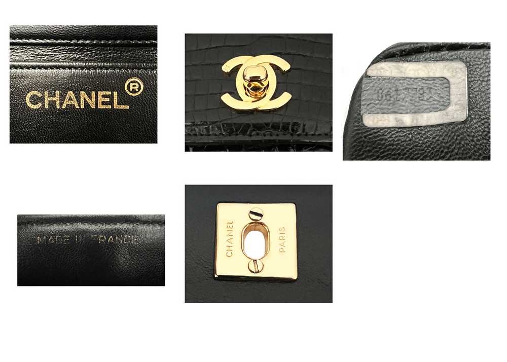 Chanel Vintage Rare Black Alligator Mini Flap - image 8