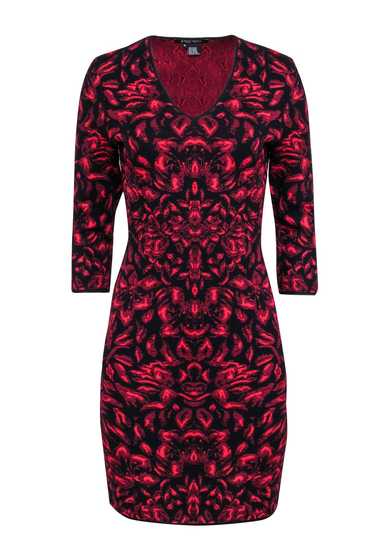 Etcetera - Red & Black Floral Patterned Knit Bodyc