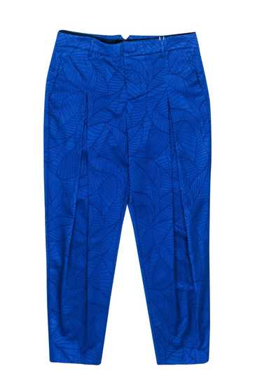 PT01 - Blue Brocade Pleated Pants Sz 6
